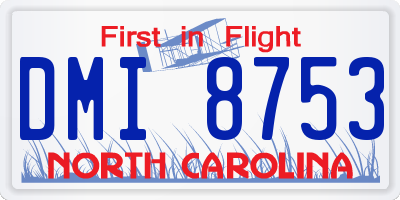 NC license plate DMI8753