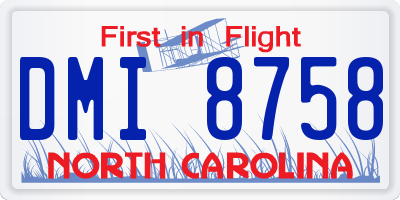 NC license plate DMI8758