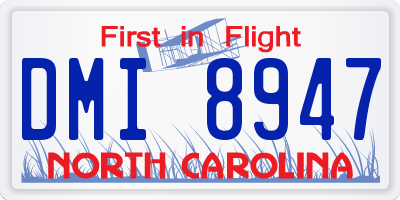 NC license plate DMI8947