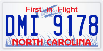 NC license plate DMI9178