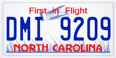 NC license plate DMI9209