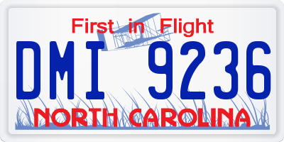 NC license plate DMI9236