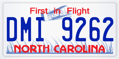 NC license plate DMI9262