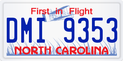 NC license plate DMI9353