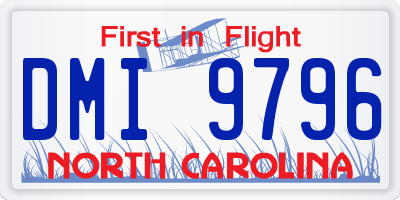 NC license plate DMI9796