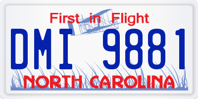 NC license plate DMI9881
