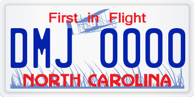 NC license plate DMJ0000