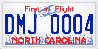 NC license plate DMJ0004