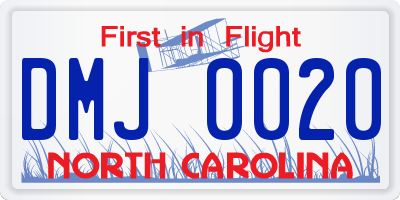 NC license plate DMJ0020