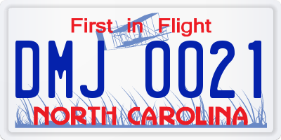 NC license plate DMJ0021