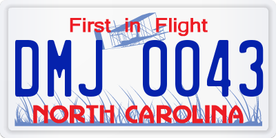 NC license plate DMJ0043