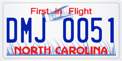 NC license plate DMJ0051
