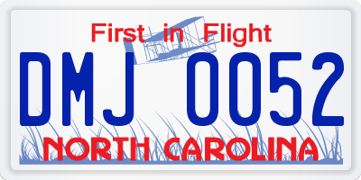 NC license plate DMJ0052