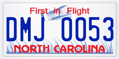 NC license plate DMJ0053