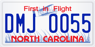 NC license plate DMJ0055