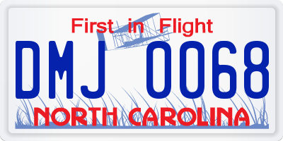 NC license plate DMJ0068
