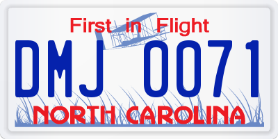 NC license plate DMJ0071