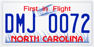 NC license plate DMJ0072