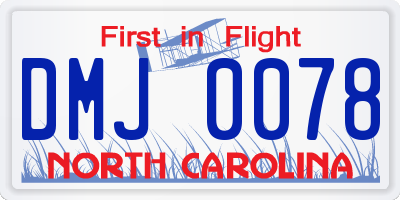 NC license plate DMJ0078