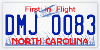 NC license plate DMJ0083