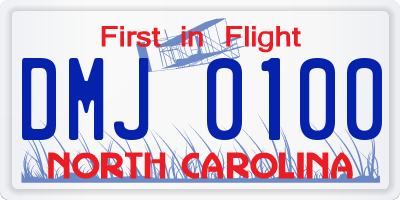 NC license plate DMJ0100