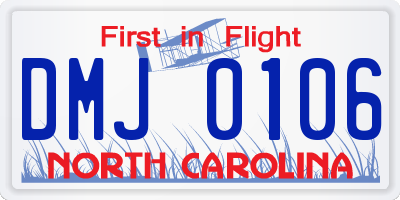 NC license plate DMJ0106