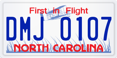 NC license plate DMJ0107