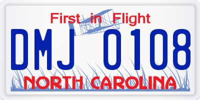 NC license plate DMJ0108