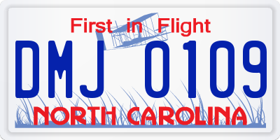 NC license plate DMJ0109