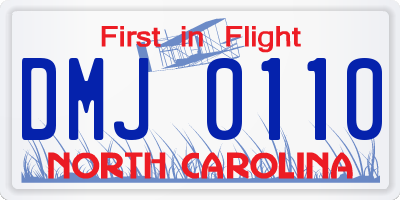 NC license plate DMJ0110