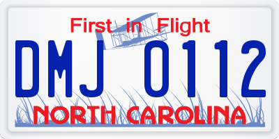 NC license plate DMJ0112