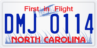 NC license plate DMJ0114