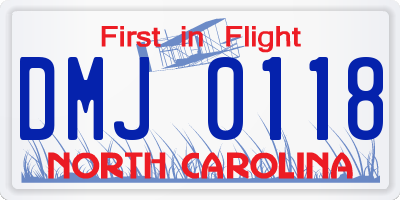 NC license plate DMJ0118