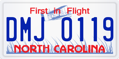 NC license plate DMJ0119