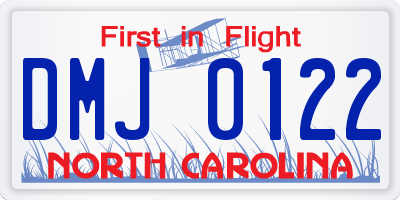 NC license plate DMJ0122