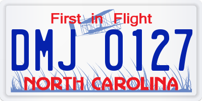 NC license plate DMJ0127