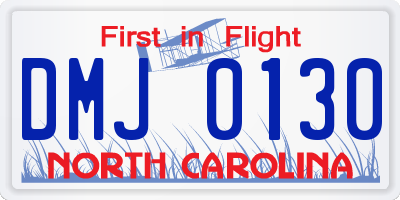 NC license plate DMJ0130