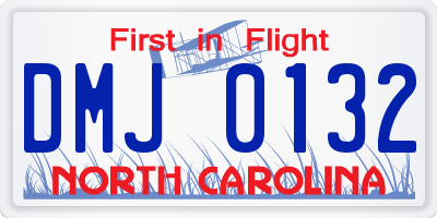 NC license plate DMJ0132