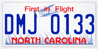 NC license plate DMJ0133