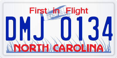 NC license plate DMJ0134