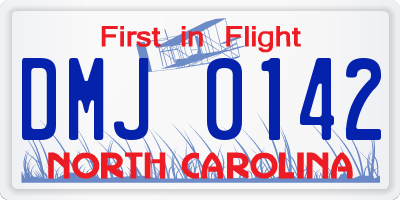 NC license plate DMJ0142