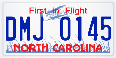 NC license plate DMJ0145