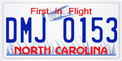 NC license plate DMJ0153