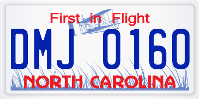 NC license plate DMJ0160