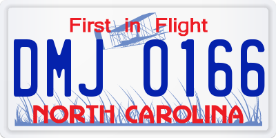 NC license plate DMJ0166