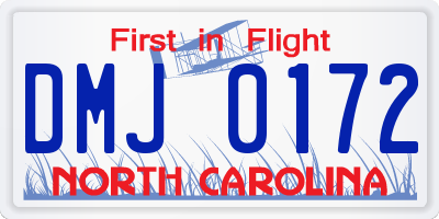 NC license plate DMJ0172