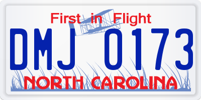 NC license plate DMJ0173
