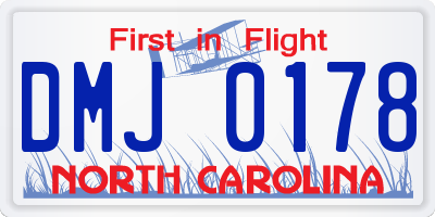 NC license plate DMJ0178