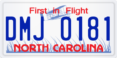 NC license plate DMJ0181