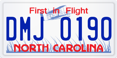 NC license plate DMJ0190